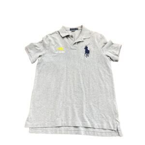 Polo Ralph Lauren Men's Gray Tennis US Open Short Sleeve Polo Shirt Size L pony